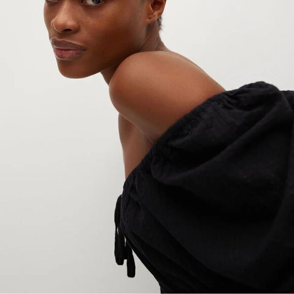 New Mango Gathered Cotton Top Blouse - Picture 6 of 8